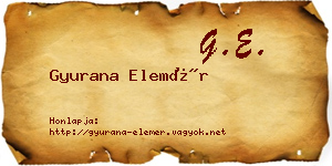 Gyurana Elemér névjegykártya